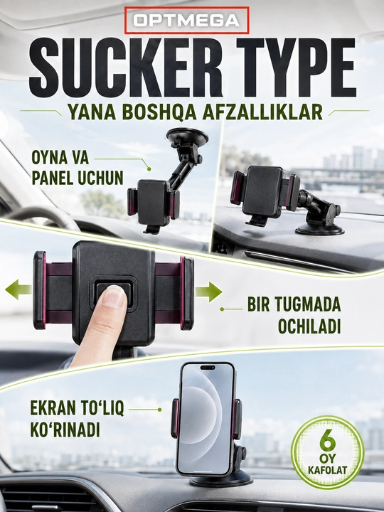 Avtomobil uchun magnit vakuumli telefon ushlagichi Magsafe bilan, 360 darajali, prisoskali