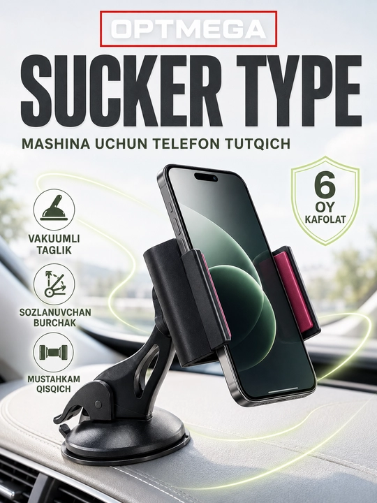Avtomobil uchun magnit vakuumli telefon ushlagichi Magsafe bilan, 360 darajali, prisoskali