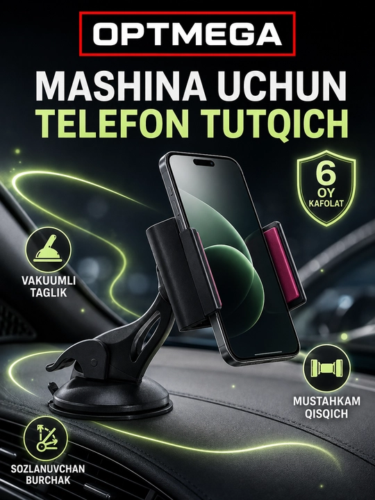 Avtomobil uchun magnit vakuumli telefon ushlagichi Magsafe bilan, 360 darajali, prisoskali - 