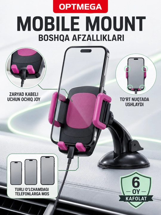 Avtomobil uchun magnit vakuumli telefon ushlagichi Magsafe bilan, 360 darajali, prisoskali
