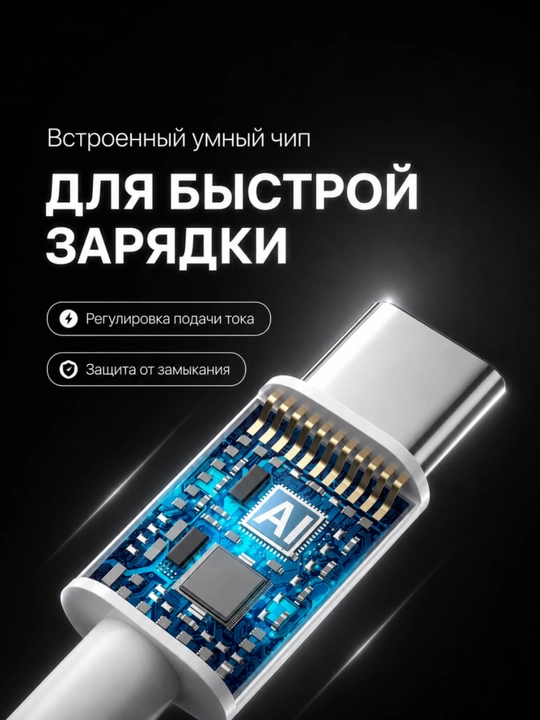 Кабель Type-C — Type-C 60W для iPhone 15/16 Pro, Pro Max — для быстрой зарядки
