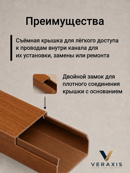 Кабель-канал IEK ЭЛЕКОР 15×10 мм, ПВХ, 1 м, черный/дуб/сосна, со съемной крышкой