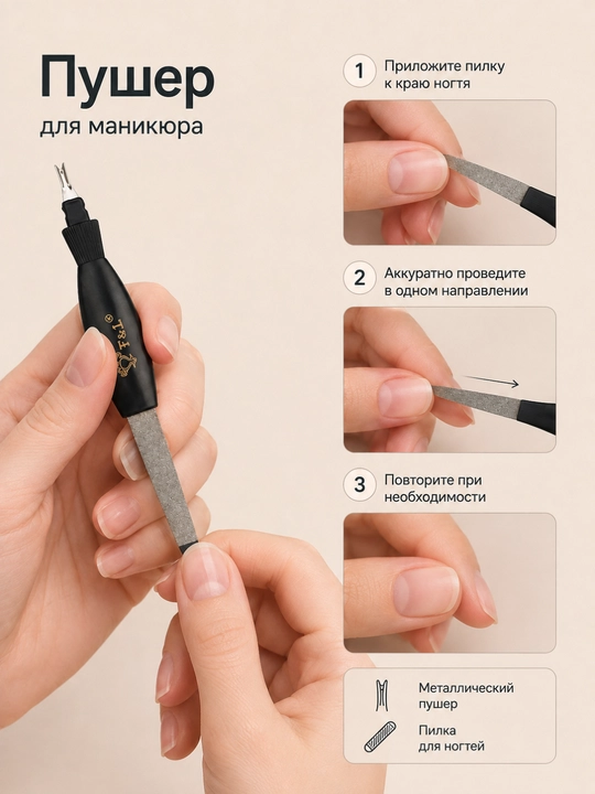 Пушер для маникюра и пилка для ногтей