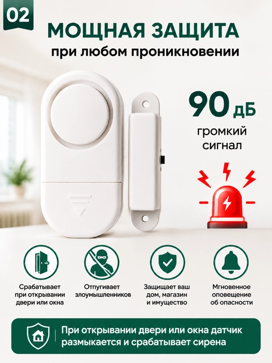 Магнитная сигнализация для дверей и окон, 90 дБ, защита от взлома