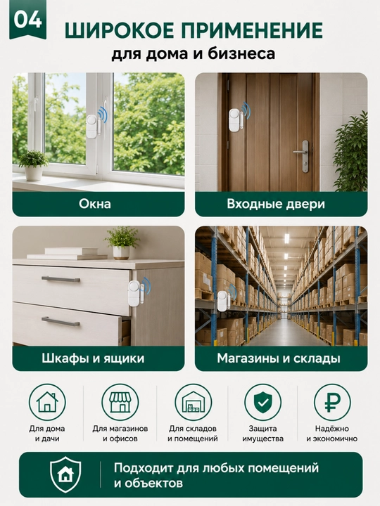 Магнитная сигнализация для дверей и окон, 90 дБ, защита от взлома