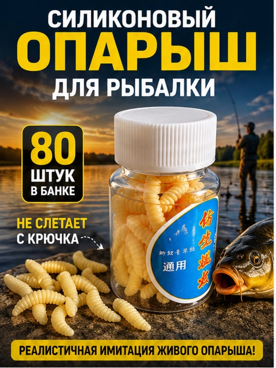 Опарыш силиконовый для рыбалки, искусственная наживка для карася и карпа