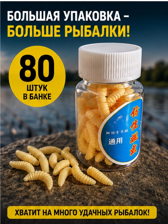 Опарыш силиконовый для рыбалки, искусственная наживка для карася и карпа