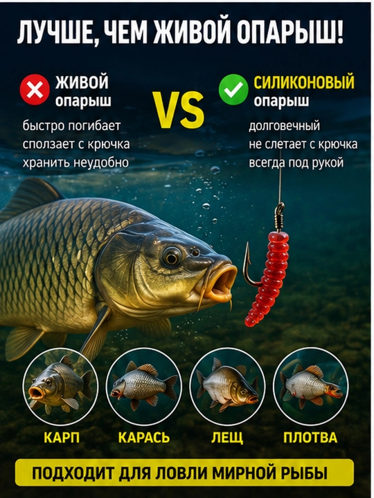 Опарыш силиконовый для рыбалки, искусственная наживка для карася и карпа