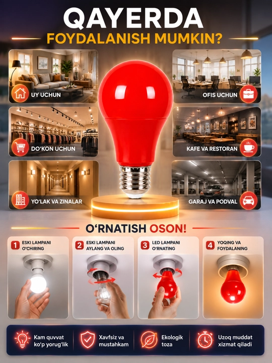 LED lampochka E27 30W, yorqin chiroq, uy va ofis uchun energiya tejovchi lampa