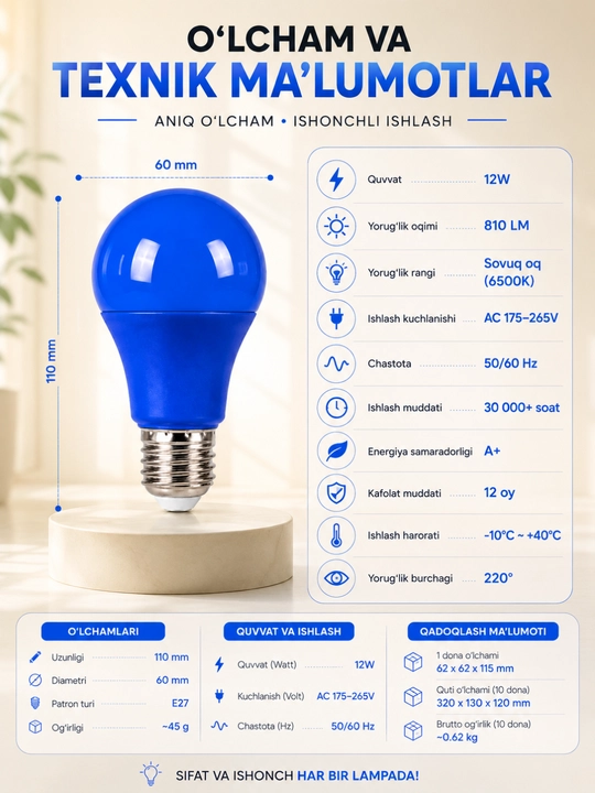 LED lampochka E27 30W, yorqin chiroq, uy va ofis uchun energiya tejovchi lampa