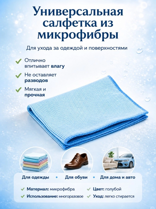 Микрофибра, тряпка для уборки, салфетка для зеркал, телевизоров и мебели, 40×40 см - 