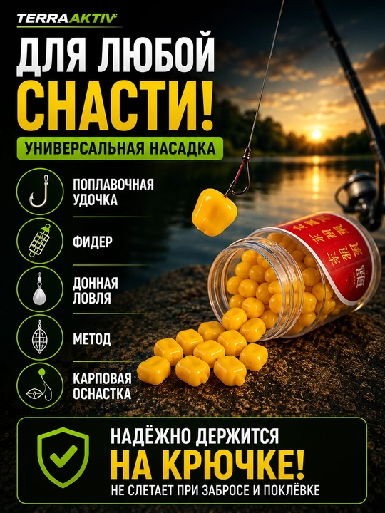 Silikon makkajo'xori, baliq ovlash uchun sun'iy o'lja, 80 dona