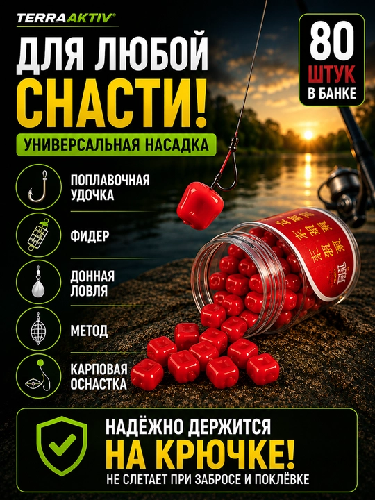 Silikon makkajo'xori, baliq ovlash uchun sun'iy o'lja, 80 dona