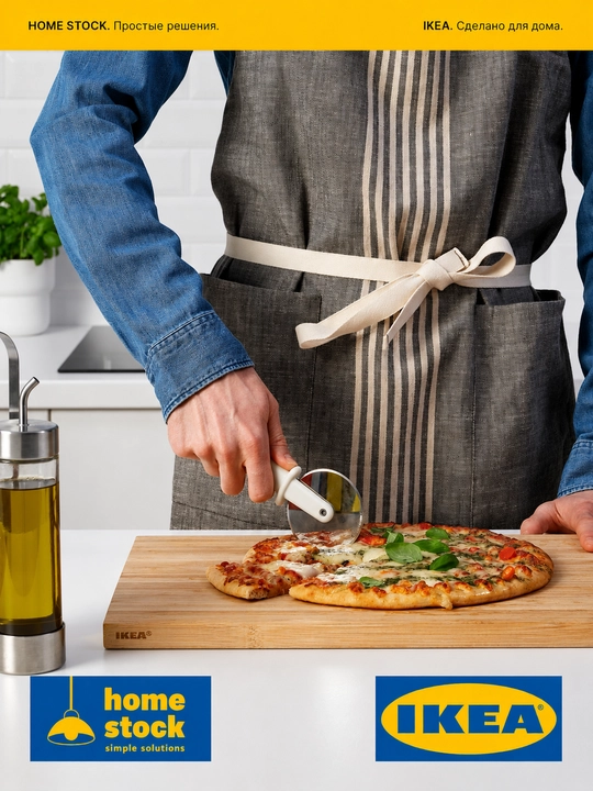 IKEA pitsa, xamir va pishiriqlar uchun rolikli pichoq, 18 sm