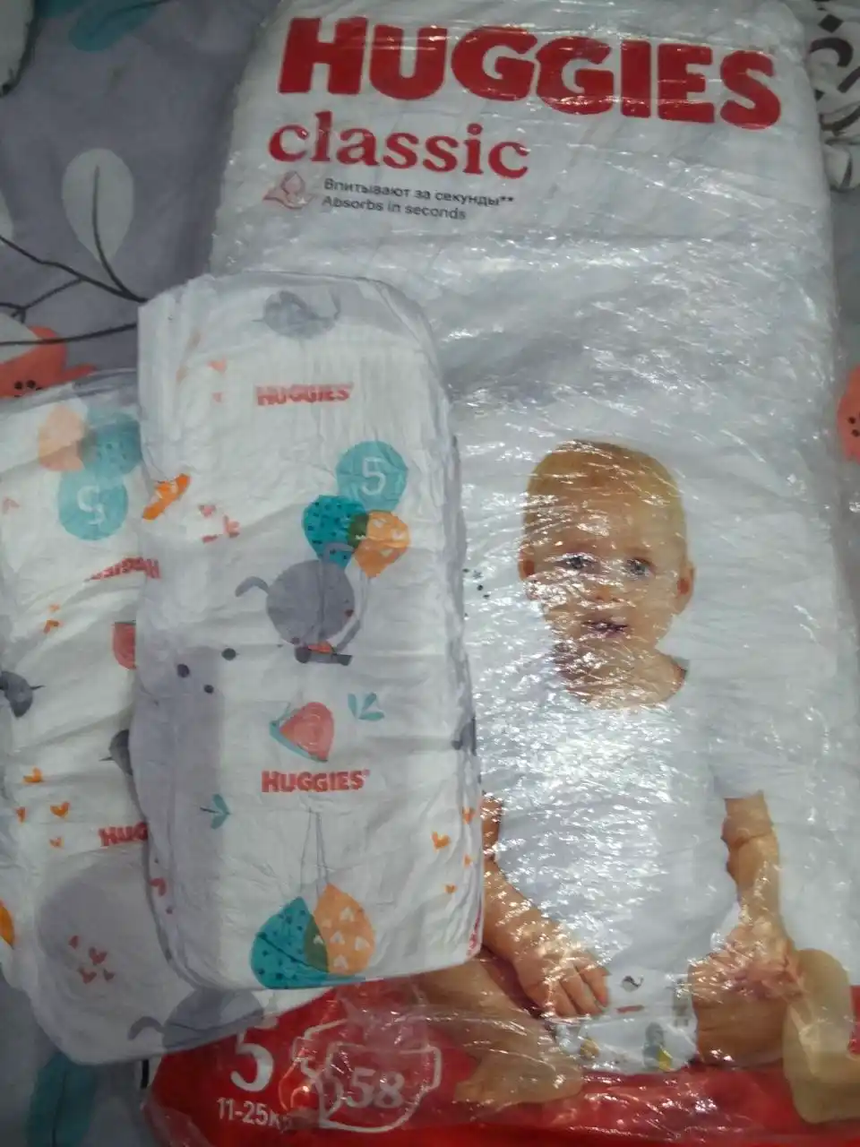 Подгузники Huggies Classic 11-25кг, 5 размер, 58 шт