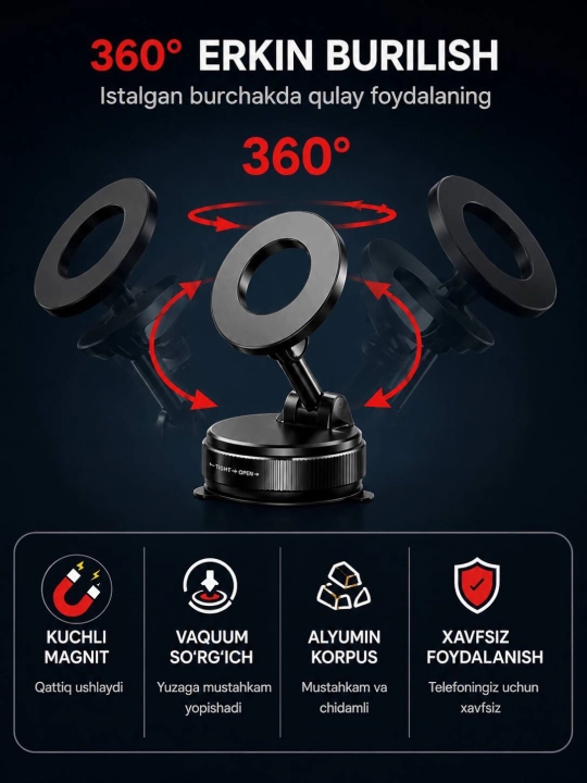Magnitli telefon ushlagich, mashinaga derjatel, avto podstavka, telefon ushlagich