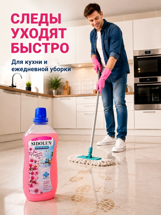SIDOLUX Japanese Cherry pol va yuzalarni yuvish uchun universal vosita, 1 l