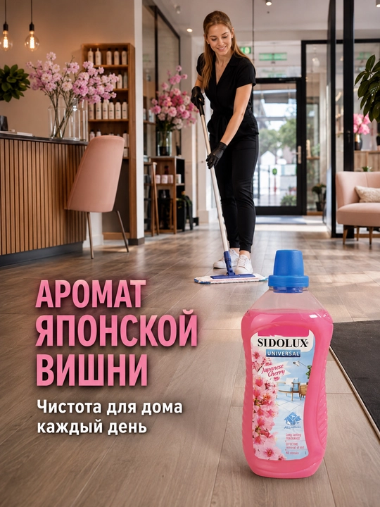 SIDOLUX Japanese Cherry pol va yuzalarni yuvish uchun universal vosita, 1 l