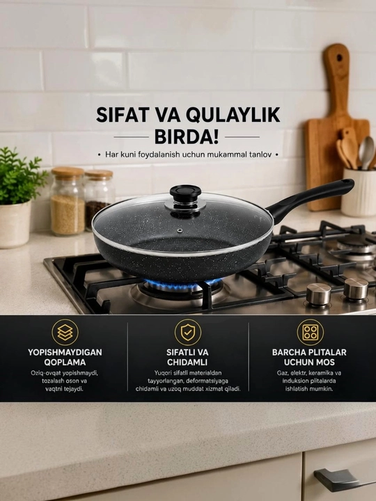 Keramik qoplamali skovorodka - 