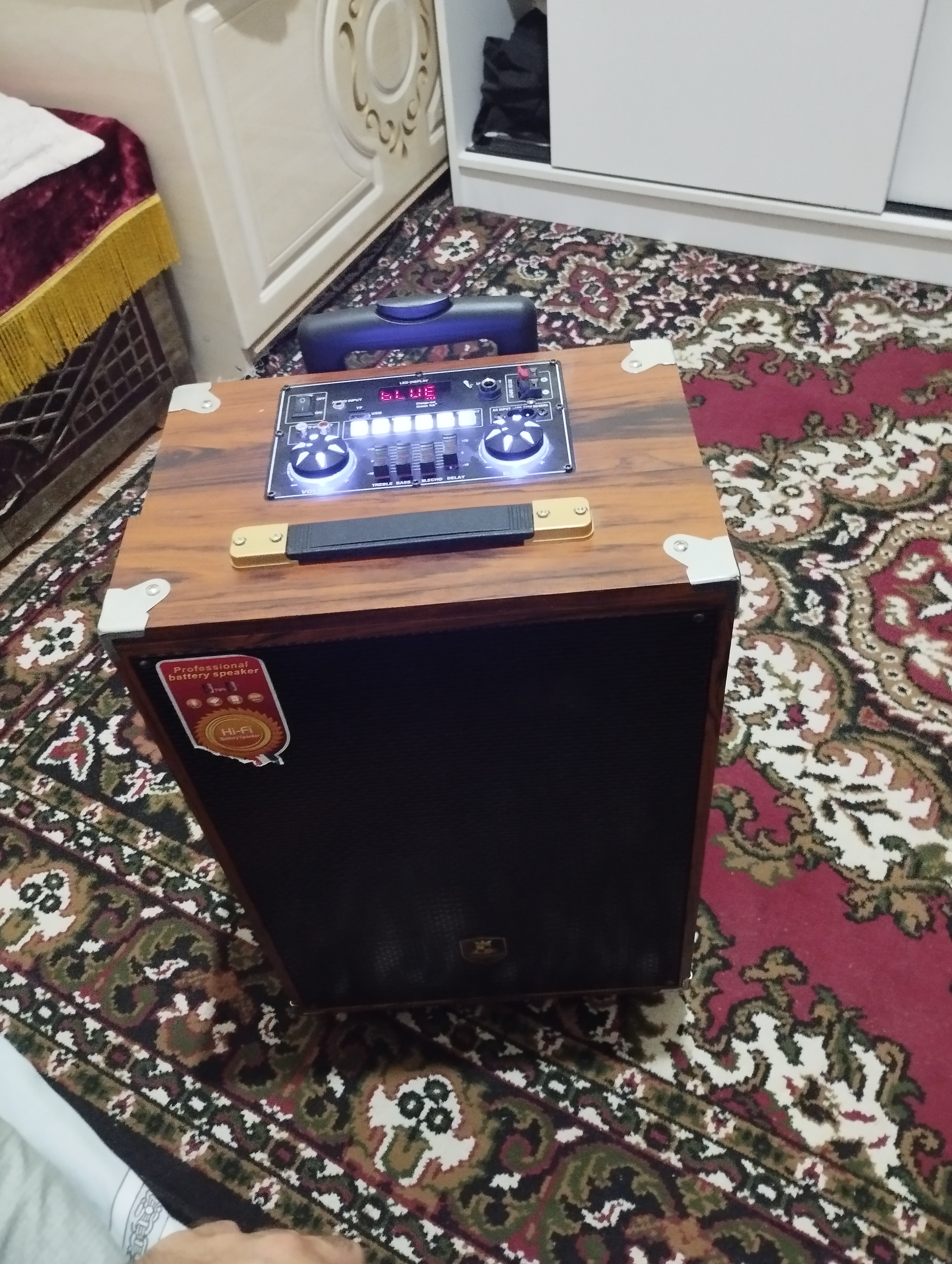 Kuchli karaoke dinamiki, 2ta simsiz mikrofon, uzoq muddatli quvvat, Portativ qulay