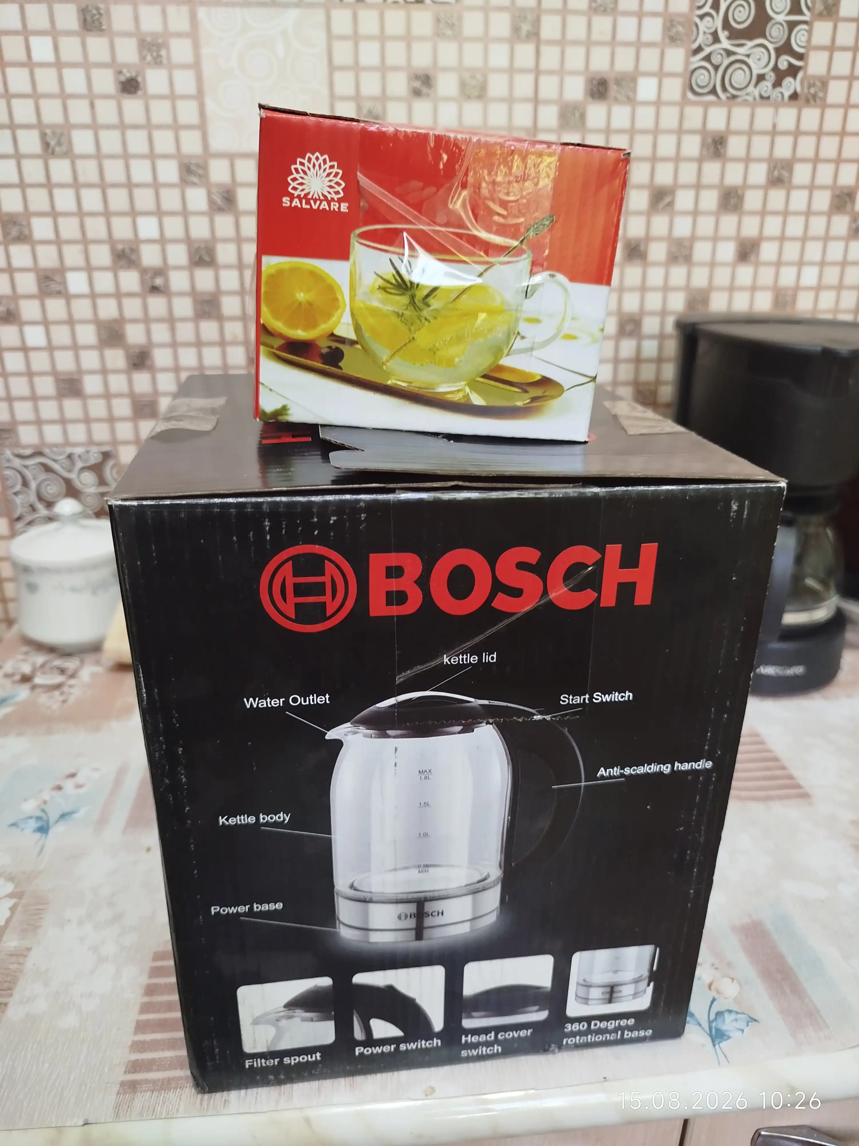Электрический чайник BOSCH 2 L — LED подсветка, мощность 2000 Вт, немецкое качество