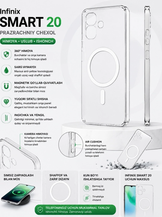 Чехол для Infinix Smart 20 защита от пожелтения и Magsafe - 