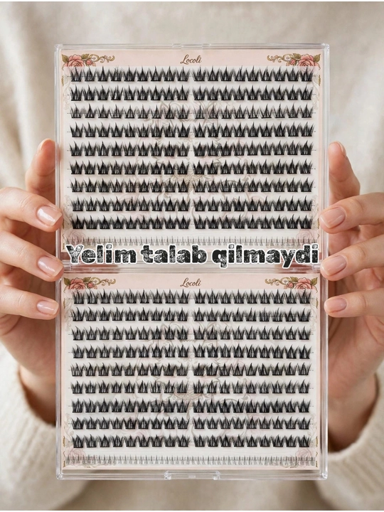 Oʻz-oʻzidan yopishuvchi anime ulama kipriklar toplami, yelim talab qilinmaydi