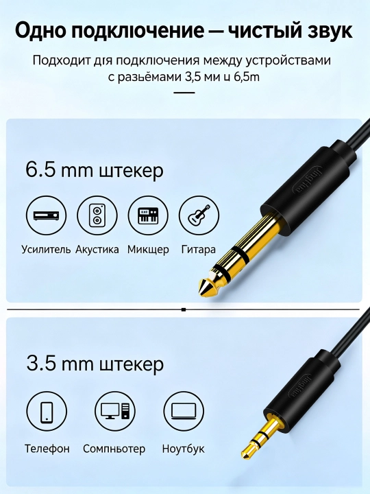 3,5 mm x 6,35 mm audio kabel