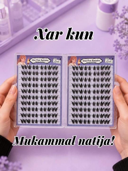 Oʻzi yopishuvchi ulama anime kipriklari, yelim talab qilinmaydi