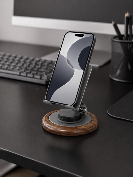 Smartfon uchun 360° aylanuvchi stol usti metall telefon podstavkasi