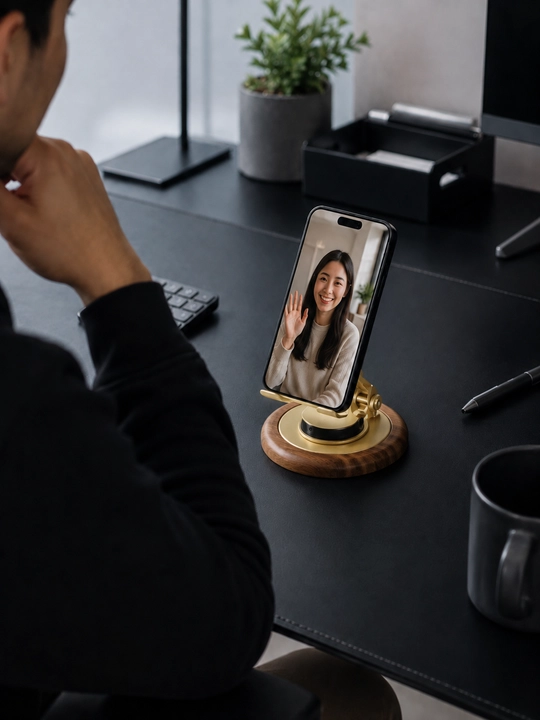 Smartfon uchun 360° aylanuvchi stol usti metall telefon podstavkasi