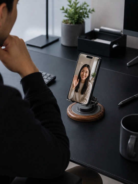 Smartfon uchun 360° aylanuvchi stol usti metall telefon podstavkasi