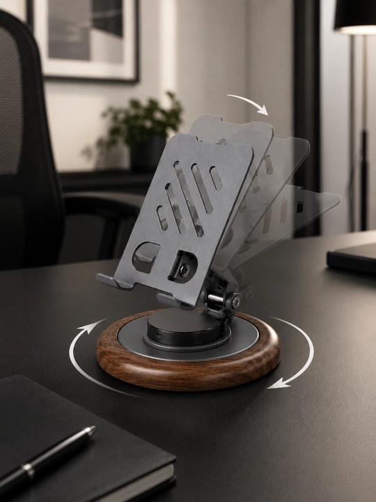 Smartfon uchun 360° aylanuvchi stol usti metall telefon podstavkasi