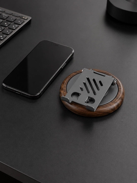 Smartfon uchun 360° aylanuvchi stol usti metall telefon podstavkasi