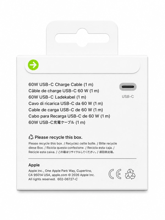 Apple Type-C–Type-C 60 Vt, 1 m kabel, iPhone 15 / 16 / 17 / 18 uchun