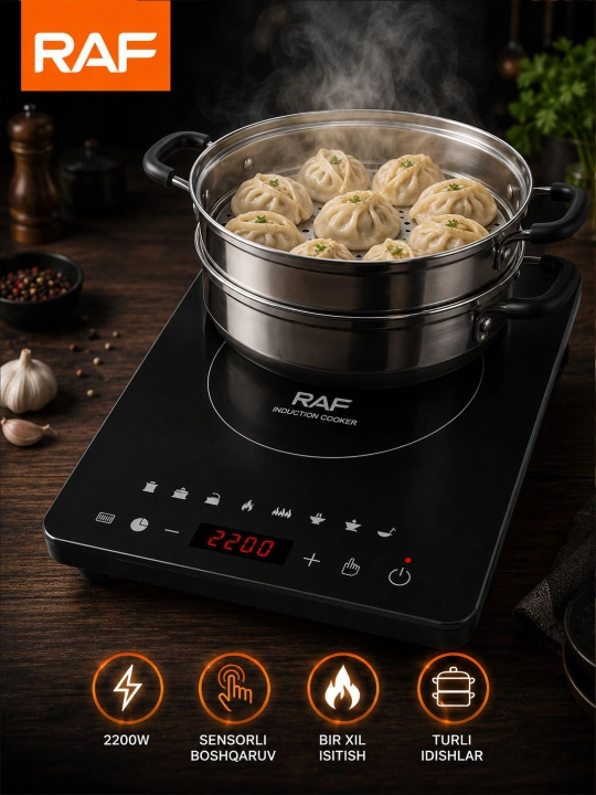 RAF sensorli elektr pishirish induksion pechkasi 2200W zamonaviy dizayn