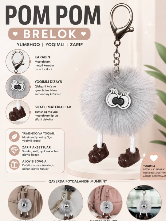 Sumka uchun brelok, kalitlar uchun brelok - 