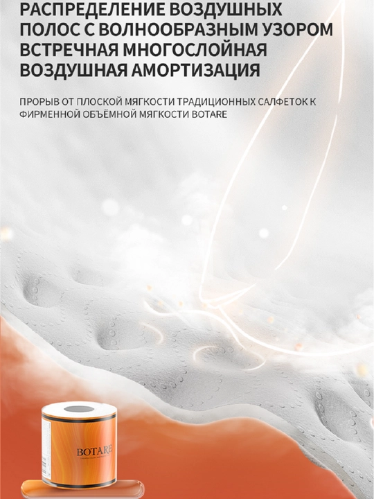 BOTARE рулонная туалетная бумага с втулкой, утолщенная мягкая, 125 г