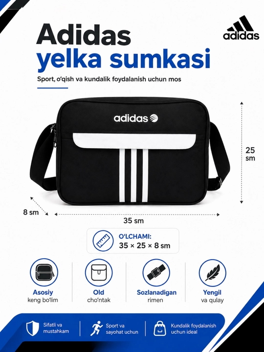 Yelka sumka, maktab, kitob, daftar, sport, o‘qish va kundalik foydalanish uchun