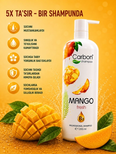Carbon B3 Vitamin шампунь для волос 1200 мл, укрепляющий и питательный