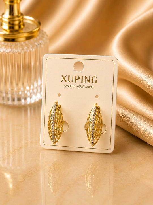 Женские серьги XUPING золотистые, коллекция стильных серёжек, модная бижутерия - 