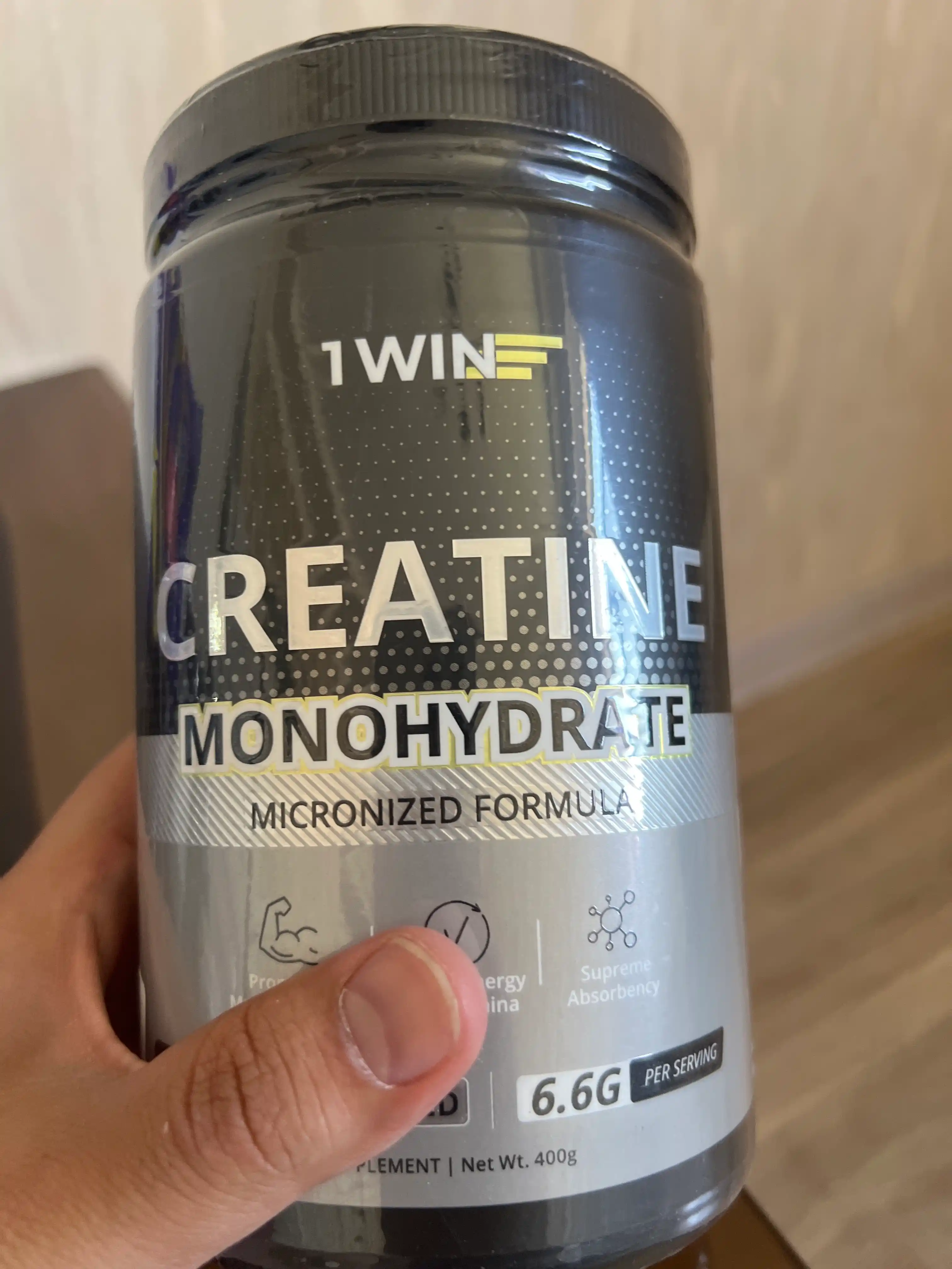 Kreatin monogidrat 1WIN, 400 gr, 60 porsiya, tamsiz