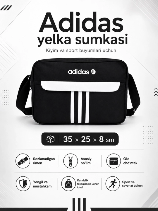 Sport yelka sumkasi, maktab va o‘qish uchun, kitob-daftar va kundalik buyumlar uchun