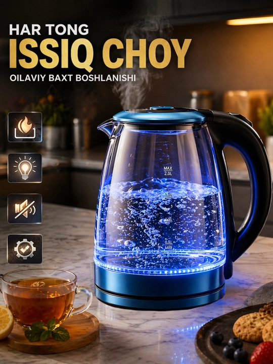 Elektr choynak BOSCH  tefal choynaklar 2.0 L 1500W LED, yoritkichli - 