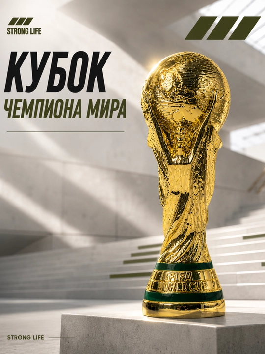 Futbol bo‘yicha jahon chempionati kubogi suveniri, 22 sm, polistoun, oltin rang