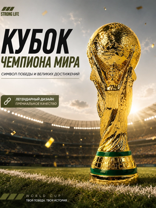 Futbol bo‘yicha jahon chempionati kubogi suveniri, 22 sm, polistoun, oltin rang - 