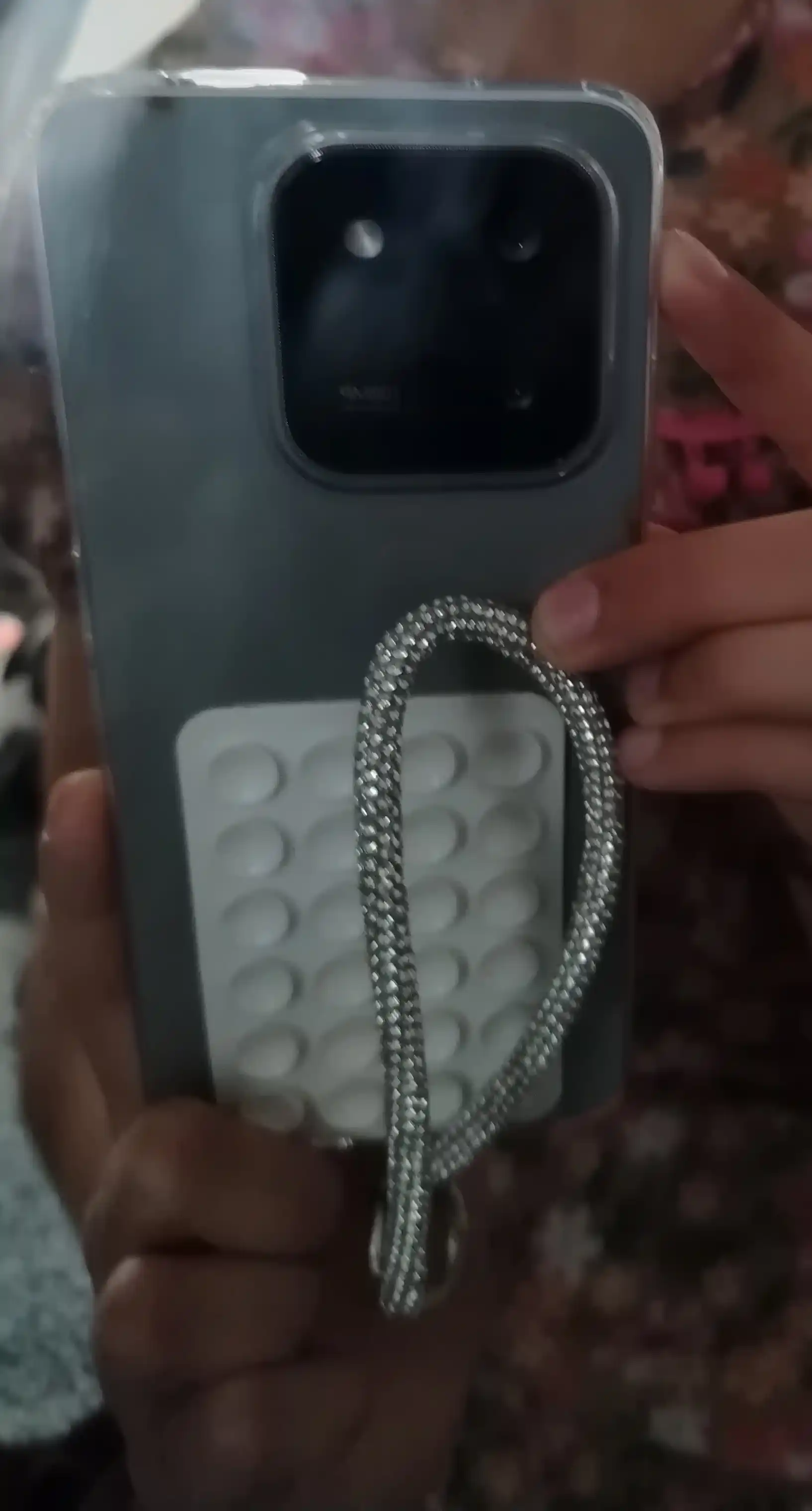 Rinstones va metall ushlagichli telefon uchun dantel, aksessuar