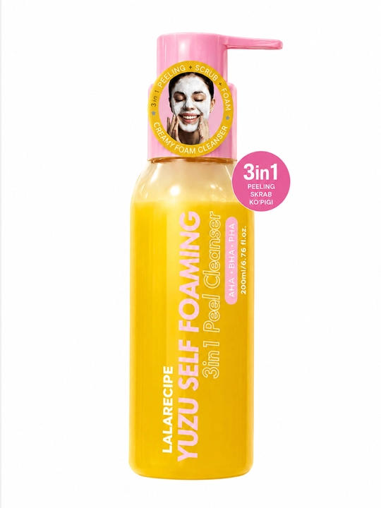 LALARECIPE Penka Yuzu Self Foaming yuvinish uchun ko‘pik, 3 tasi 1 da,yuzni tozalash uchun