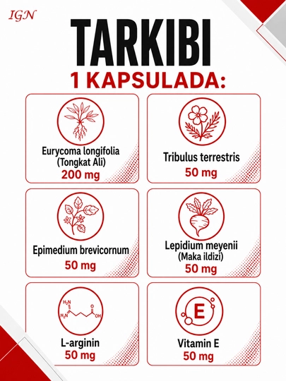 Dominant 60 kapsula, erkaklik kuchi va faol hayot uchun