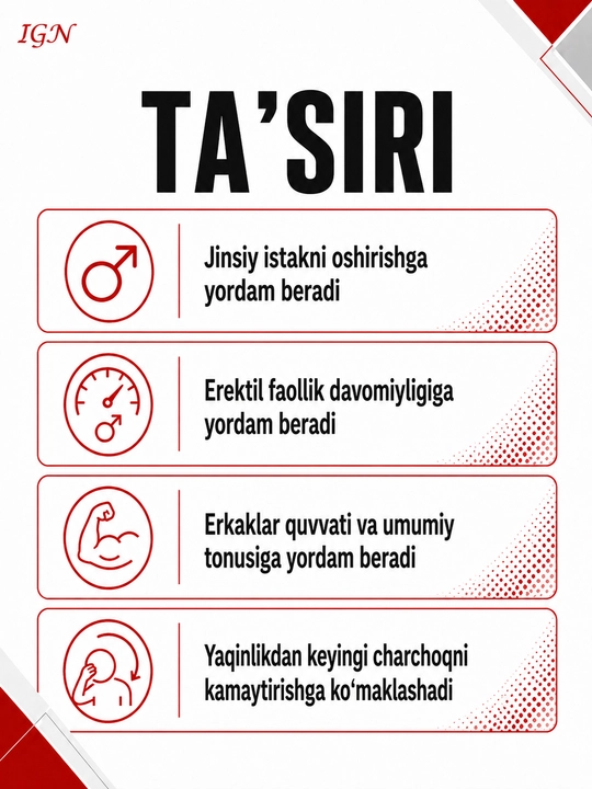Dominant 60 kapsula, erkaklik kuchi va faol hayot uchun